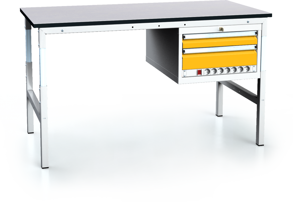 Pracovní stůl alsor PROFI - deska - podvěsný kontejner 681 - 1037 x 1500 x 700